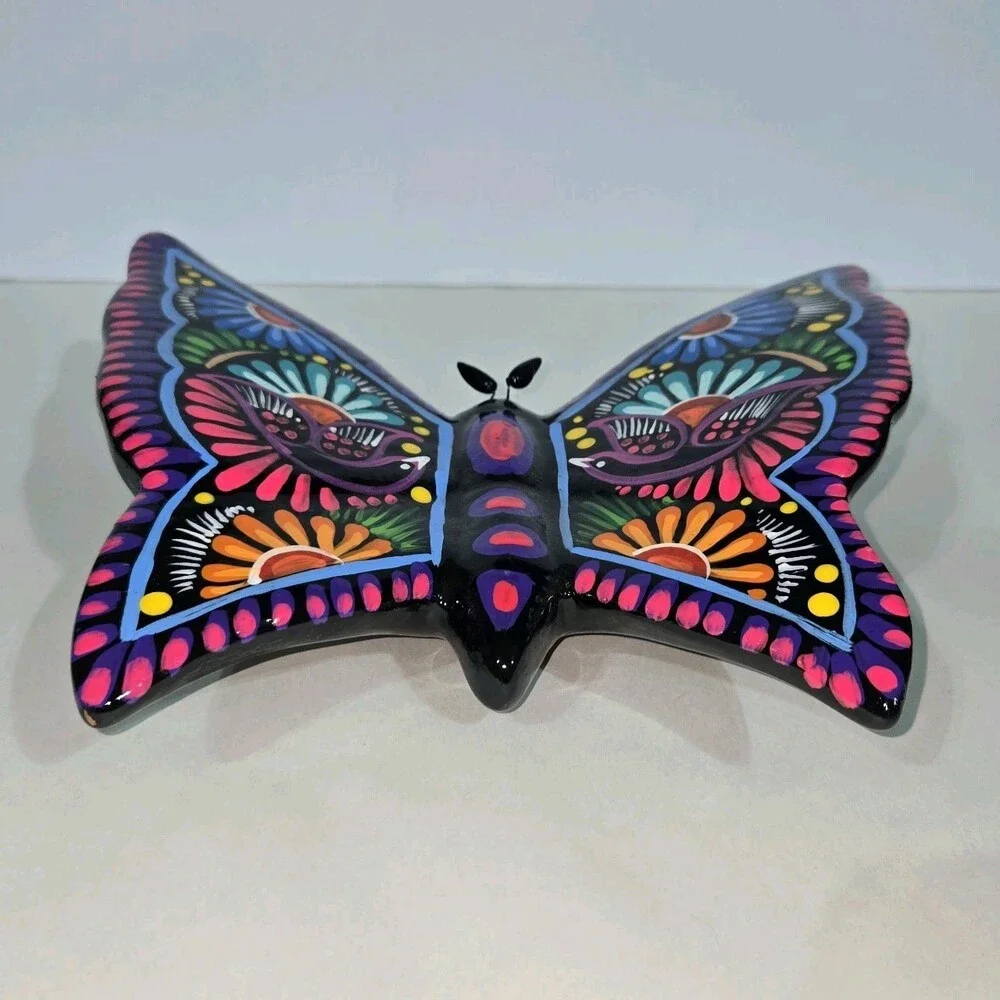 Clay Butterfly Mexican Handmade Art Wall Hanging 10